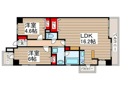 ライオンズマンション三郷駅前(2LDK/2階)の間取り写真