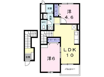 ブリッサ桜岡A(2LDK/2階)の間取り写真