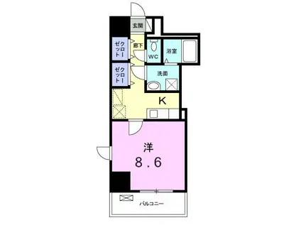 スカイネッツ百合丘(1K/8階)の間取り写真