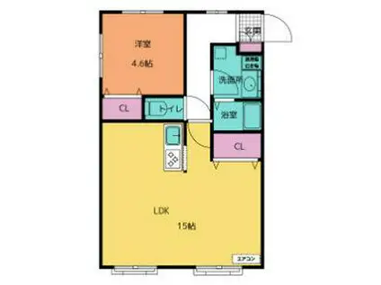 エクシブIII(1LDK/1階)の間取り写真