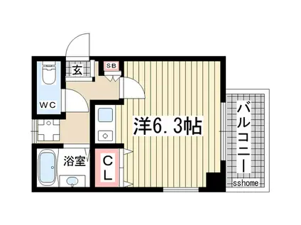 ディアコート(ワンルーム/1階)の間取り写真