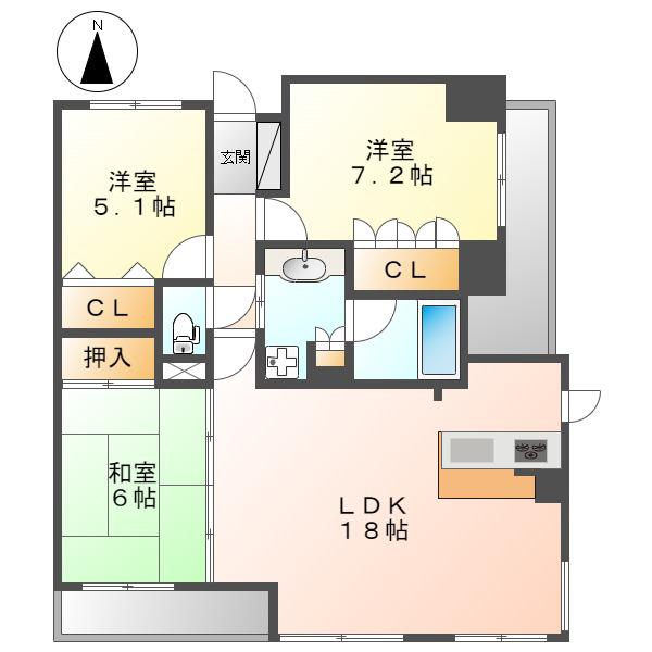 パークアクシス金山ウエスト(3LDK/5階)の間取り写真