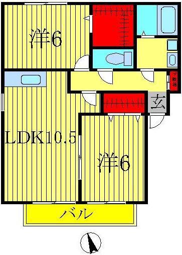 サンロイヤル(2LDK/2階)の間取り写真