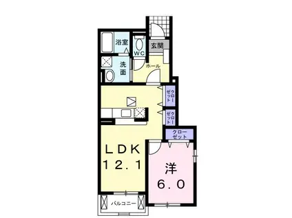 リバーサイドKITAA(1LDK/1階)の間取り写真