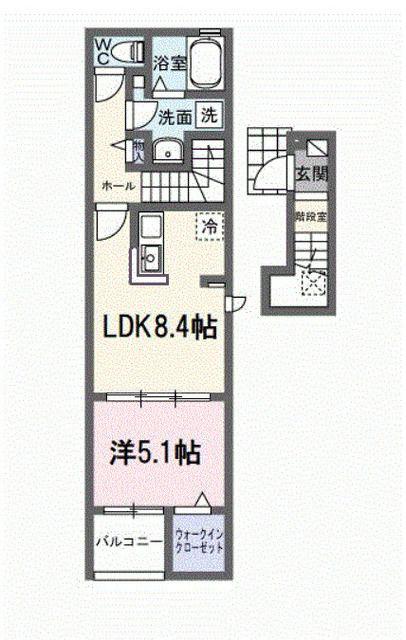 レインボー(1LDK/2階)の間取り写真