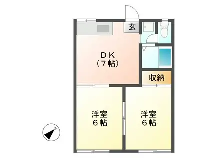 一色ハイツ(2DK/1階)の間取り写真