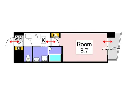 フォレスタ岡山医大前(1K/11階)の間取り写真