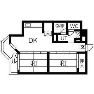 牛越橋ハイツ(2DK/5階)の間取り写真