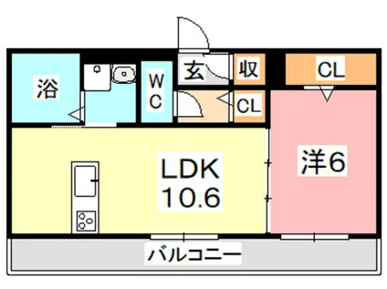 TICTIC中庄(1LDK/3階)の間取り写真