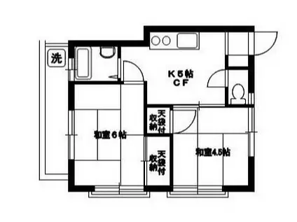 旭丘三和コーポ(2K/2階)の間取り写真