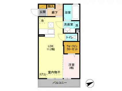 プレシャス高崎(1LDK/2階)の間取り写真