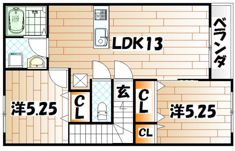コッツウォルズ・マサ(2LDK/2階)の間取り写真