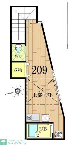 アートヒルズ南田中(ワンルーム/2階)の間取り写真