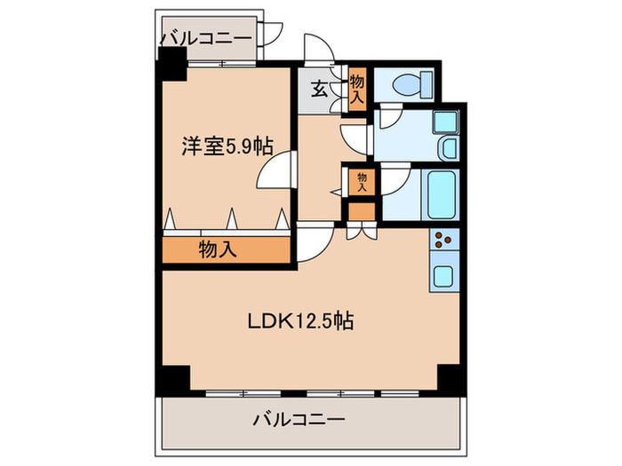 ハイグレードマンション鷺洲(1LDK/8階)の間取り写真