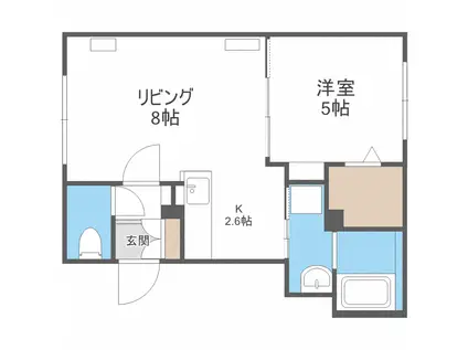 グランメール南4条レジデンス(1LDK/1階)の間取り写真