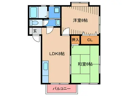 みゆきコーポ1番館(2LDK/2階)の間取り写真