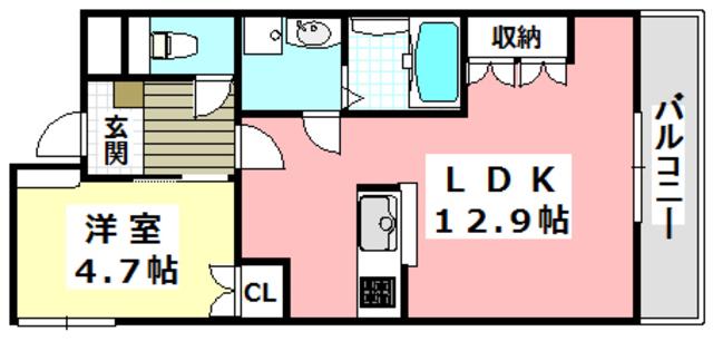 ハルコート箕面(1LDK/2階)の間取り写真