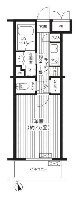 ステラメゾン下北沢(1K/2階)の間取り写真