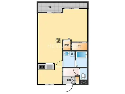 クリエート・トウワII(ワンルーム/6階)の間取り写真