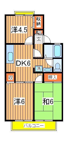 セジュールハイツ2(3DK/2階)の間取り写真