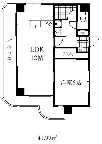 サンメゾン大開(1LDK/8階)の間取り写真