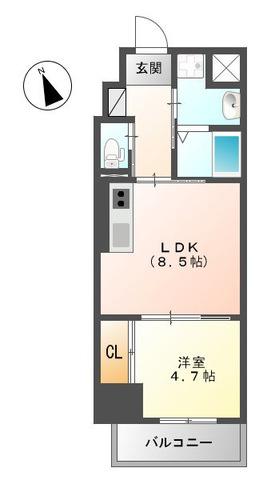 ECLOUD(1LDK/3階)の間取り写真