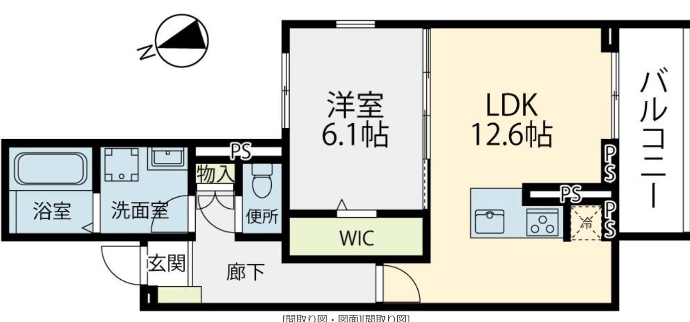 ELGRAND上津(1LDK/3階)の間取り写真