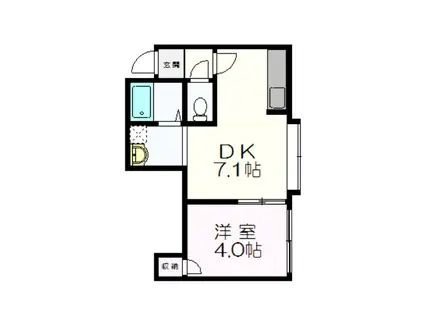 ヴィラセブンティ(1DK/3階)の間取り写真