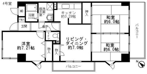 中本ビル(3LDK/2階)の間取り写真