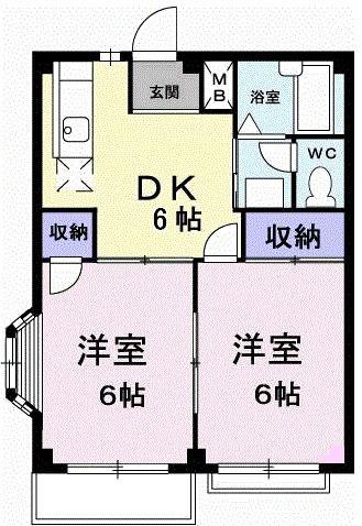 エルディム大喜多(2DK/2階)の間取り写真