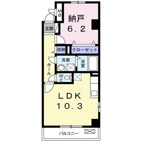 グレイスコート(1LDK/1階)の間取り写真