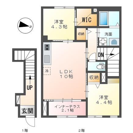 ジェメリ湘南(2LDK/2階)の間取り写真