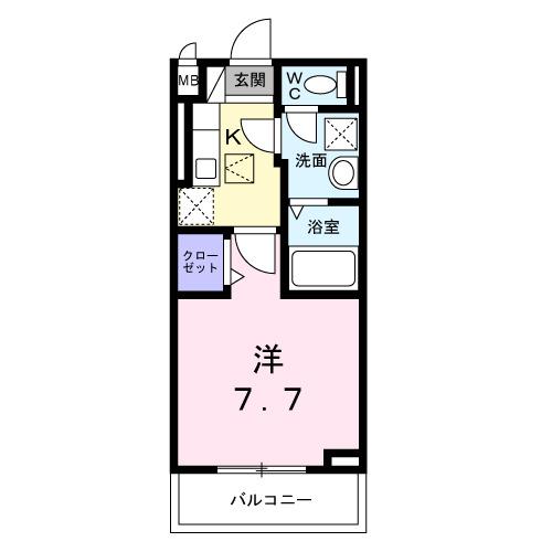 カーサモデルノ南摂津(1K/2階)の間取り写真