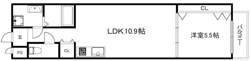 アドマステラス壬生松原(1LDK/1階)の間取り写真