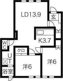 ウエストビュー81(2LDK/1階)の間取り写真