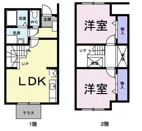 ネスト・ワン(2LDK/1階)の間取り写真