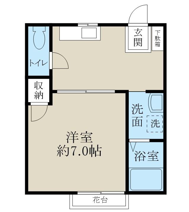 カトレア(1K/1階)の間取り写真