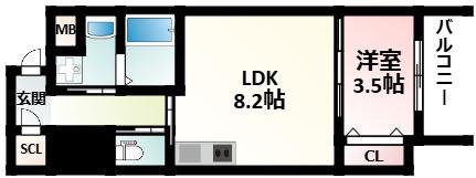 ファーストフィオーレ新大阪グランデ(1LDK/4階)の間取り写真