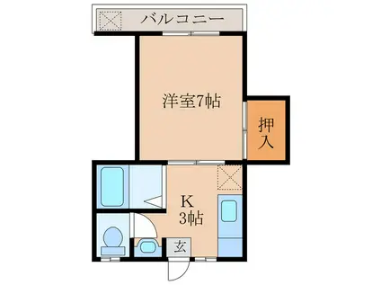 ハイツ都(1K/2階)の間取り写真