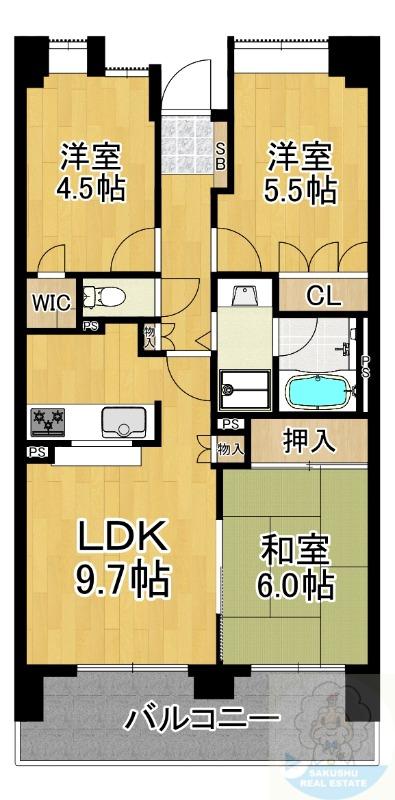 パークエステート博多(3LDK/5階)の間取り写真