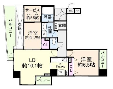 デリード阿波座(2SLDK/7階)の間取り写真