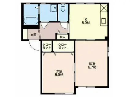 SH・サンシティーA(2K/1階)の間取り写真