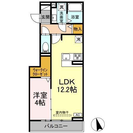 セレスティア長良 イースト(1LDK/2階)の間取り写真