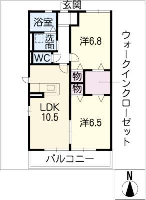 アスティオンK(2LDK/2階)の間取り写真