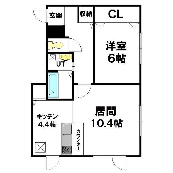 アンティリス平岸(1LDK/2階)の間取り写真