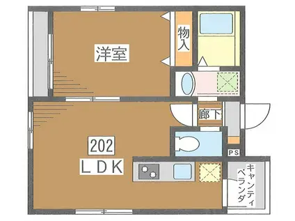 TA-NYA(1LDK/2階)の間取り写真