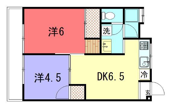 コーポバイロン(2DK/5階)の間取り写真