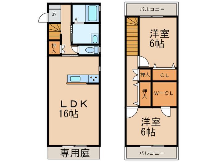 FLOURISH(2LDK/1階)の間取り写真