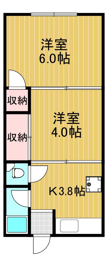 マンション北野田(2K/1階)の間取り写真