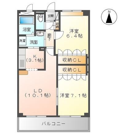 グレイスヴィラ(2LDK/2階)の間取り写真